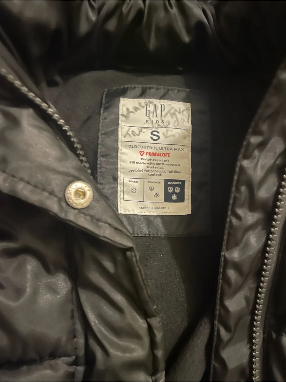 GAP Black Kids Puffer Coat with Faux Fur Trimmed Hood girls